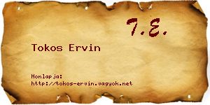 Tokos Ervin névjegykártya